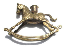 Vintage Brass Rocking Horse Candle Holder Sculpture Figurine Statue Display - £27.56 GBP