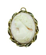 10k Yellow Gold Angel Skin Conch Shell Cameo Pin Pendant (#J337) - £253.09 GBP