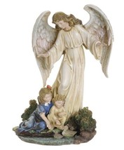Guardian Angel With Children Figure On Base Resin And Stone Decoration 8.5” - £107.15 GBP