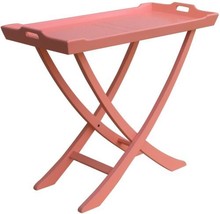 Console TRADE WINDS CHEDI Traditional Antique Tray Painted Coral Pink Mahogany - £702.63 GBP
