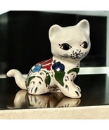 Vtg Small 3” Handmade Hand Painted Turkish Ceramic Cat Figurine Signed - $565.28 MXN