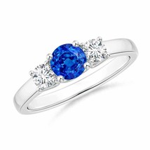 ANGARA Classic Round Sapphire and Diamond Three Stone Ring for Women in ... - £2,035.62 GBP