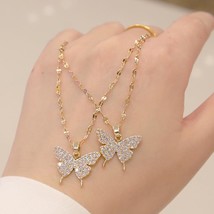 Butterfly Necklace Female Zircon Pendant Temperament WildShort Necklace - £7.85 GBP