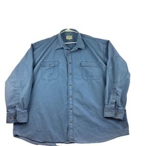 Cabelas Shirt Mens 3XL Blue Canvas L/S Button Up Soft Canvas Trail Elbow... - £18.13 GBP