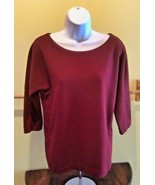 Rose and Olive 3/4 Sleeve Side Slit Burgundy Blouse Women&#39;s Size Small - £7.51 GBP