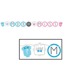 Bow or Bowtie Circle Banner - Gender Reveal Baby Shower Supplies - $4.17