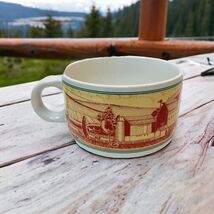 Vintage Hickory Farms Large Wide Ceramic Mug 12oz Soup Farm Scene Patter... - $16.89