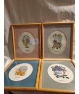 Needlepoint Of Four Seasons Spring Summer Autumn Winter 15x12 Oval Inframed - $1,396.81 MXN
