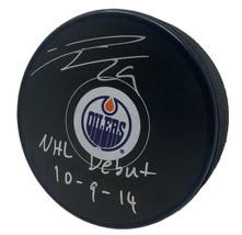 Leon Draisaitl Autographed &quot;Nhl Debut 10-9-14&quot; Edmonton Oilers Puck Fanatics - £126.80 GBP