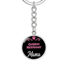 Dog Mom Keyring Golden Retriever Mama Circle Keychain Stainless Steel Or 18k Gol - $49.45