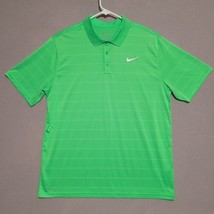 Nike Polo Shirt Mens X Large Green Dri Fit Striped Short Sleeve Casual - £15.12 GBP