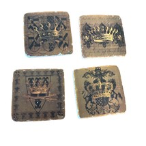 Phoenix Creative Co Cup Coaster Tumbled Ceramic Tiles Queen King Crown Lot of 4 - £15.03 GBP
