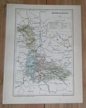 1887 Original Antique Map Of Department Of MEURTHE-ET-MOSELLE Nancy / France - £21.98 GBP