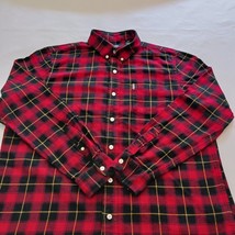 Chaps Button-Down Collar Men's Red & Black Cotton Flannel Shirt Long Sleeve Sz L image 9