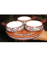 Peruvian ceramic set, hand painted,a tray with 3 bowls - $68.00