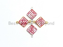 Natural Pink Shell Diamond Shape Connector,Gold/Sliver Plating, 14x18mm SKU#Z289 - $2.50