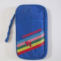 Vintage Trafalgar Travel Wallet Blue Rainbow Stripe Wristlet Strap 70s S... - $22.75