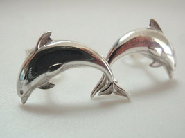 Jumping Dolphins 925 Sterling Silver Stud Earrings - £10.78 GBP