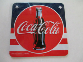 Coca-Cola Refrigerator Magnet Red White Blue Square Disc Logo - £2.96 GBP