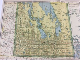 Antique Map Of Manitoba, 1921. Selkirk , Winnipeg, Riding Mountain Area &amp; Lakes - £29.44 GBP