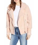 Apparis Anne Pink Shearling Biker Jacket Moto Coat Outerwear SZ Large NWT - £129.25 GBP