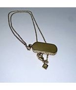 Banana Republic Marked Dog Tag I.D. Gold Colored Rhinestones Pendant Nec... - $16.70