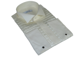 Mens CEREMONIA Tuxedo shiny Shirt 100% Cotton Turkey Slim Fit #stn 17 pta ivory - £48.24 GBP