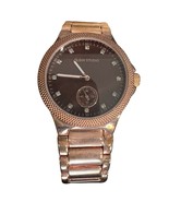 Elgin Studio Rose Gold Fold Over Clasp Analog Swarovski Crystal Watch NE... - $35.98 CAD