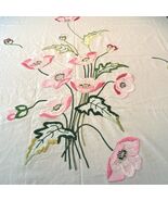 Pink Poppies Cottage Core Embroidered Tablecloth 64x84 Flower Garden Gra... - $1,009.85 MXN