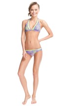 NWT NANETTE LEPORE sexy S designer swimsuit bikini neon lime mesh purple halter - £53.63 GBP