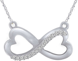 Sterling Silver Necklace Forever Love Infinity Heart Pendant Necklace 0.08 Cttw - £124.10 GBP