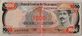 1985 Banco Central de Nicaragua Cinco Mil Cordabas - $3.95
