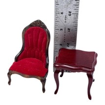 Dollhouse Furniture Lot 2 Victorian Miniature  Side Table and Chair - $39.54