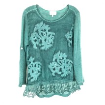 Womens Size Small Belle France Flocked and Sequin Oversized Pullover Swe... - £25.81 GBP