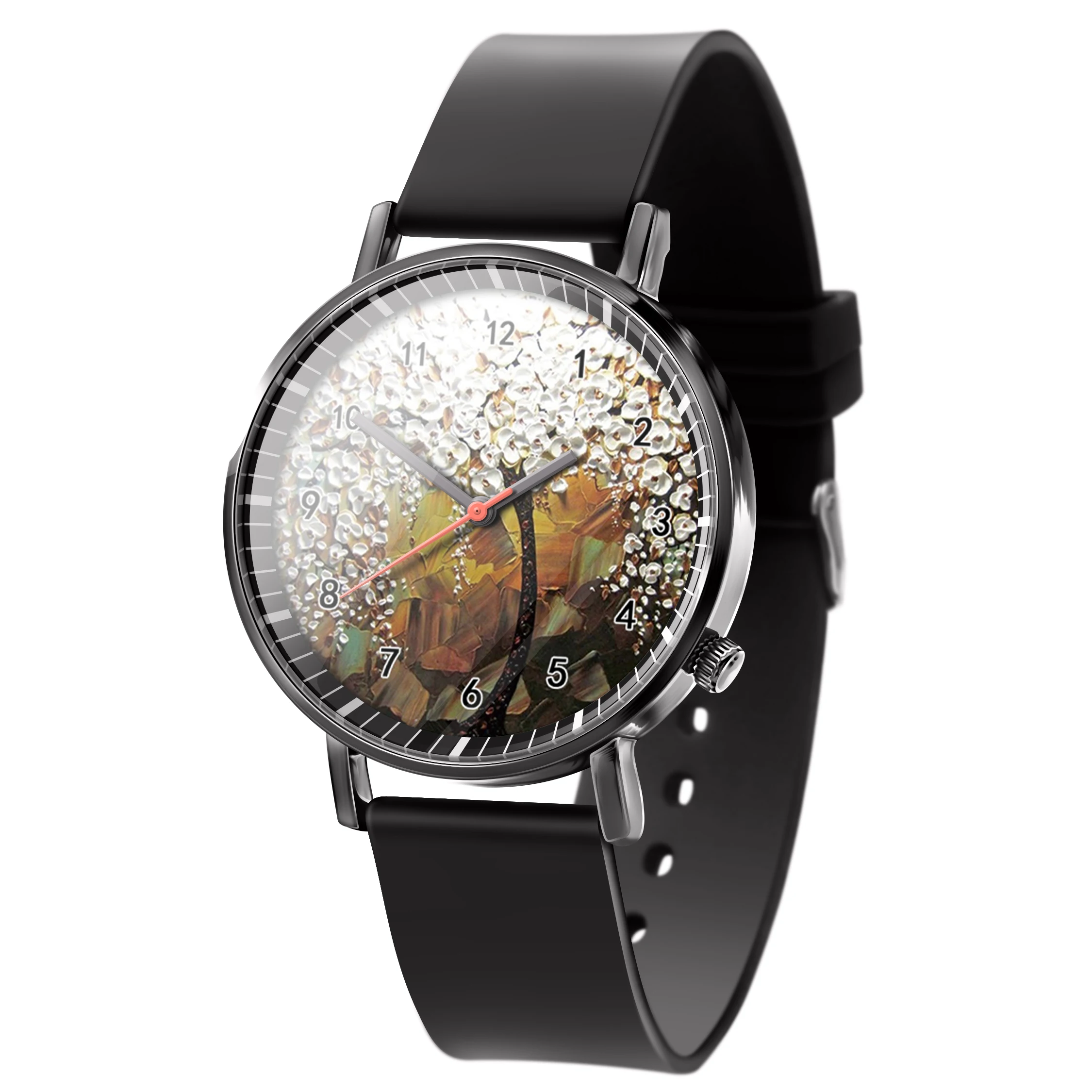 New Fashion Watch Creative 3D Stereoscopic Oil Painting Flower Men&#39;s Round  Cloc - £85.29 GBP