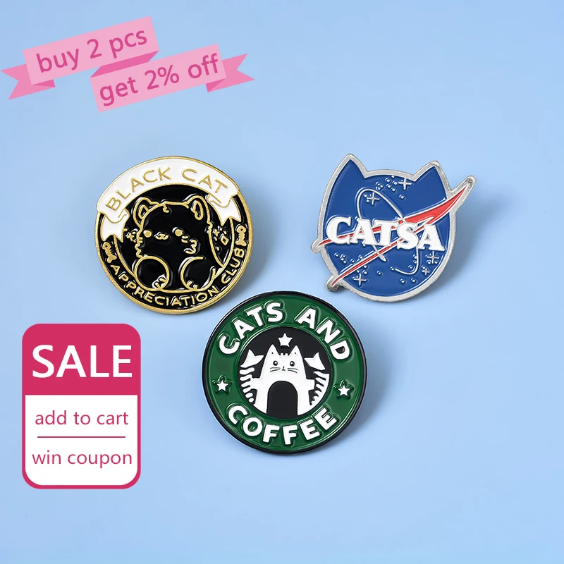 Play Cats Club Enamel Pin Cat Planet Moon Cafe Paw Badge Custom Kitten Brooches  - £22.91 GBP