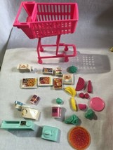 Barbie Accessories Lot Food Shopping Cart stereo banana pizza diapers fries - £11.59 GBP