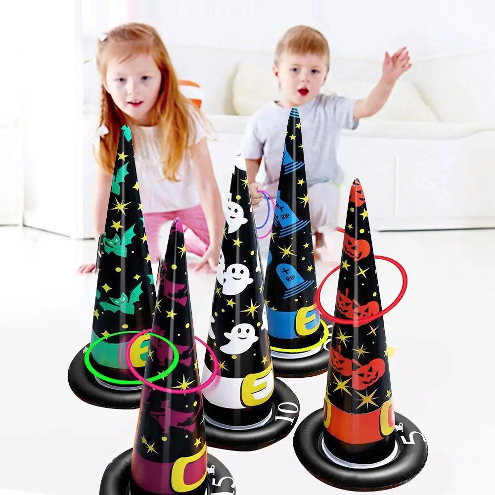 Inflatable Witch Hat Ring Toss Game for Kids Halloween Party Inflatable Toy Set - £27.13 GBP+