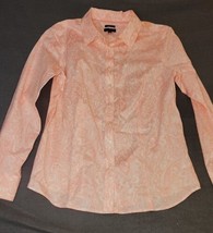 Talbots Blouse Top Womens Size 2 Pink Paisley Button Up Non Iron Stretch  - £15.98 GBP