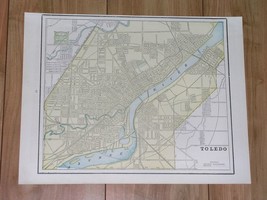 1893 Antique Map Of City Of Toledo Ohio / Verso Detroit Michigan - £20.24 GBP