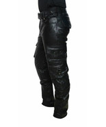 Men&#39;s Real Leather Pants Cargo Quilted Panel Trousers Leder Gay Breeches... - $184.05 CAD