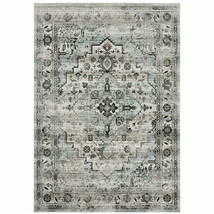 8' X 11' Ivory Grey Charcoal Blue And Taupe Oriental Power Loom Stain Resistant  - $771.99