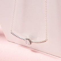  Winter Release 925 Sterling Silver Round Sparkle Necklace With Clear CZ 45CM - £18.32 GBP