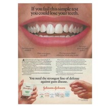 Johnson &amp; Johnson Floss Print Ad Vintage 80s Retro Dental Dentist Teeth Tooth - £9.00 GBP