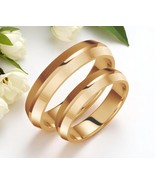 4.5mm Wedding Band Set-Matte Gold Rings-Minimalist Bands-Wedding Bands Pair - $1,043.56 CAD+