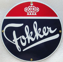Fokker Crown Aero Airplane Vintage Aviation Porcelain Metal Sign - $45.00