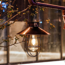 Solar Lantern Outdoor Hanging Waterproof Vintage Metal Solar Lantern Light With - £26.57 GBP