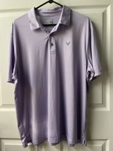 Callaway Polo Shirt Mens XL Purple Striped Opti-Dri Golf  Golfer Logo Adult - £12.56 GBP