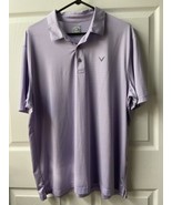 Callaway Polo Shirt Mens XL Purple Striped Opti-Dri Golf  Golfer Logo Adult - £12.52 GBP