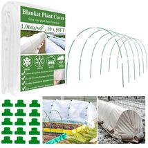 Complete 10X50FT Garden Frost Cover Kit with Hoops for -Round Plant Safety - $74.20